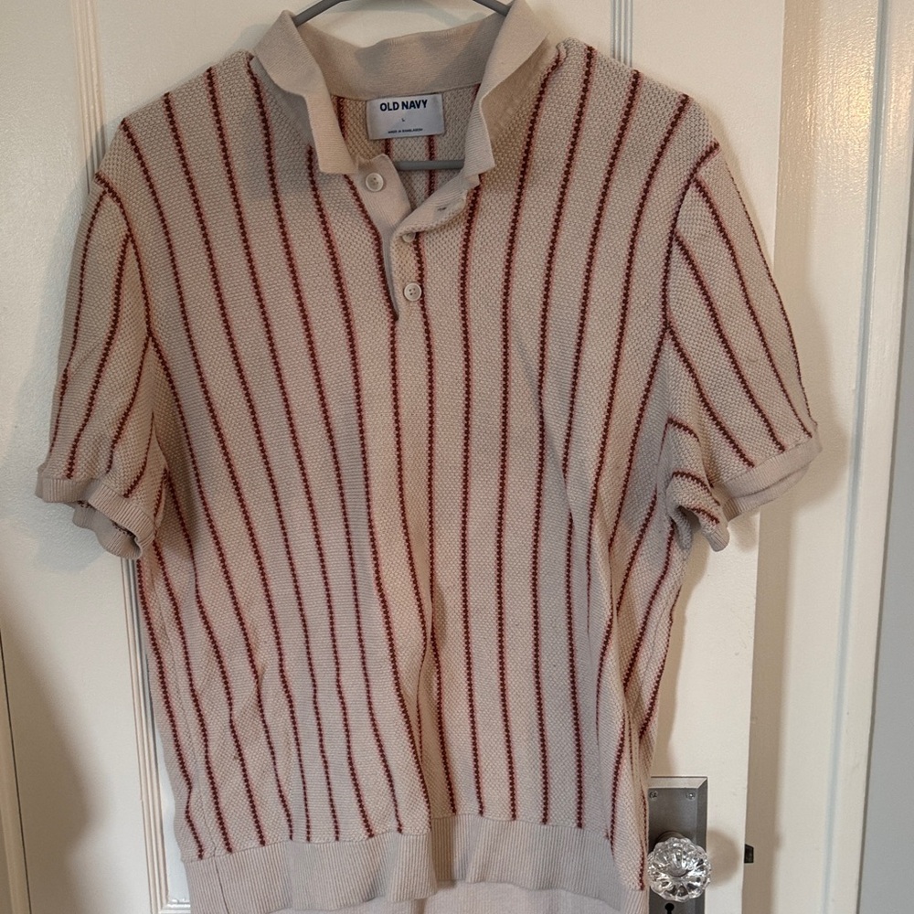 Old Navy Striped Polo Shirt -Sweater Like Material